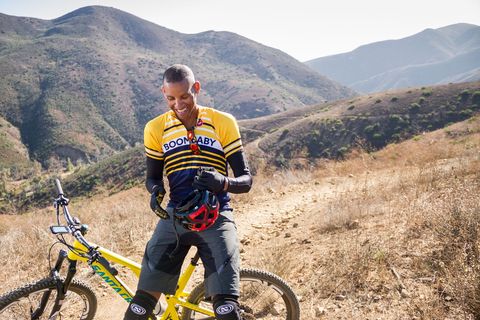 Reggie Miller rides his Santa Cruz mountain bike in California