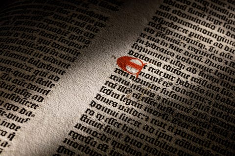 Detail uit de tekst van een Gutenbergbijbel uit 1455