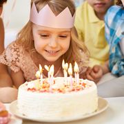 birthday bible verses girl wearing a crown blowing out candles on a birthday cake