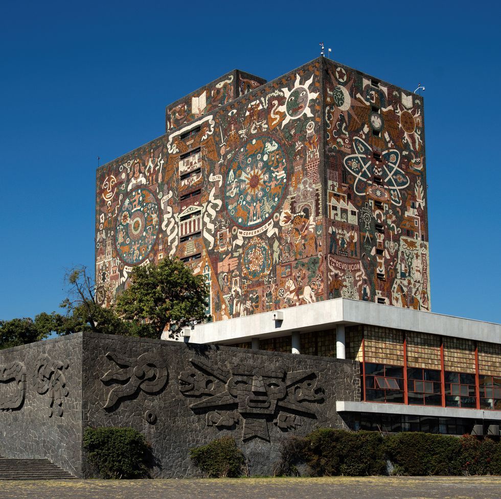 a large building with graffiti on it