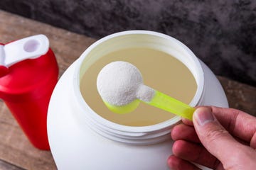 protein powder and scoop