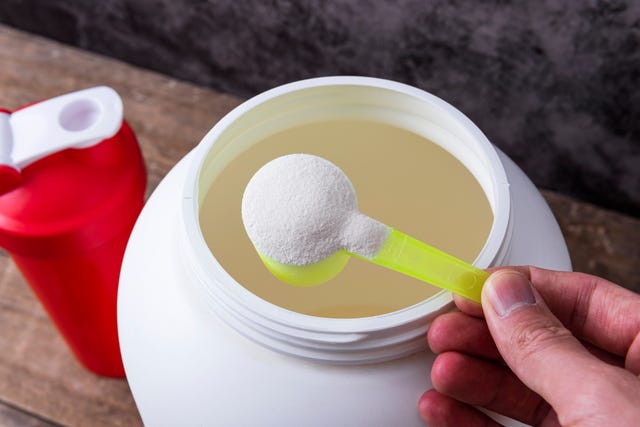 protein powder and scoop