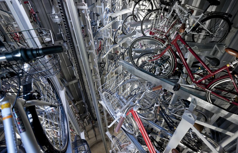 underground bicycle parking in japan