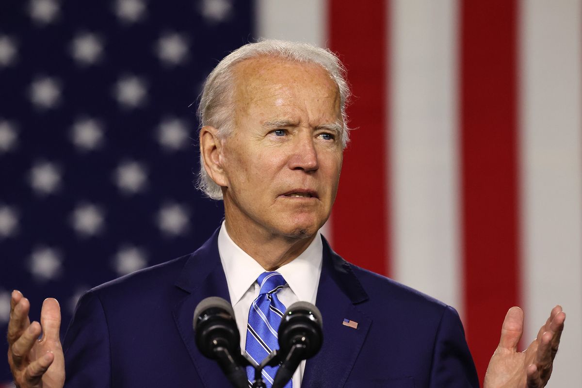 wilmington, delaware   july 14 democratic presidential candidate former vice president joe biden speaks at the chase center july 14, 2020 in wilmington, delaware biden delivered remarks on his campaign's 'build back better' clean energy economic plan photo by chip somodevillagetty images