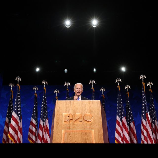 wilmington, delaware   august 20 democratic presidential nominee joe biden delivers his acceptance speech on the fourth night of the democratic national convention from the chase center on august 20, 2020 in wilmington, delaware the convention, which was once expected to draw 50,000 people to milwaukee, wisconsin, is now taking place virtually due to the coronavirus pandemic photo by win mcnameegetty images