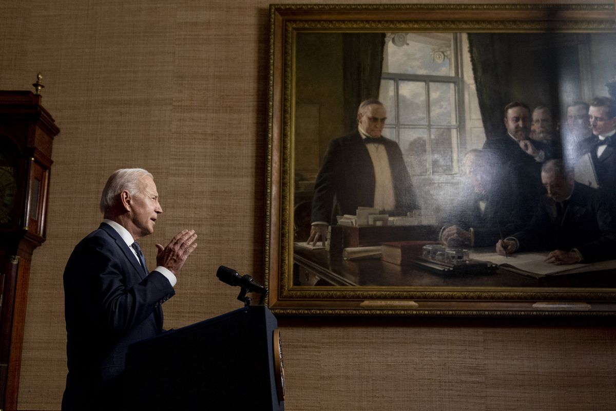 washington, dc   april 14 us president joe biden speaks from the treaty room in the white house about the withdrawal of us troops from afghanistan on april 14, 2021 in washington, dc president biden announced his plans to pull all remaining us troops out of afghanistan by september 11, 2021 in a final step towards ending america’s longest war photo by andrew harnik poolgetty images