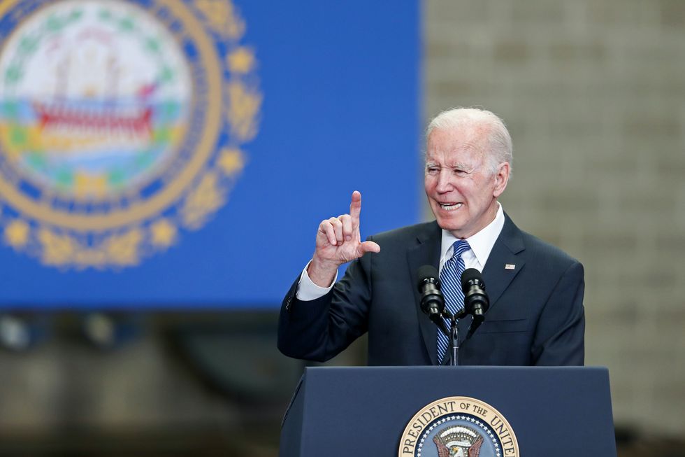 portsmouth, nh   april 19  us president joe biden delivers remarks on the bipartisan infrastructure law on april 19, 2022 in portsmouth, new hampshire  photo by scott eisengetty images  local caption  joe biden