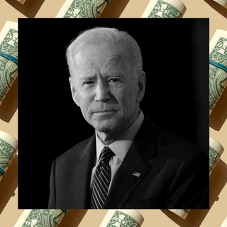 joe biden in front of a collage of dollar bills joe biden in front of a collage of dollar bills