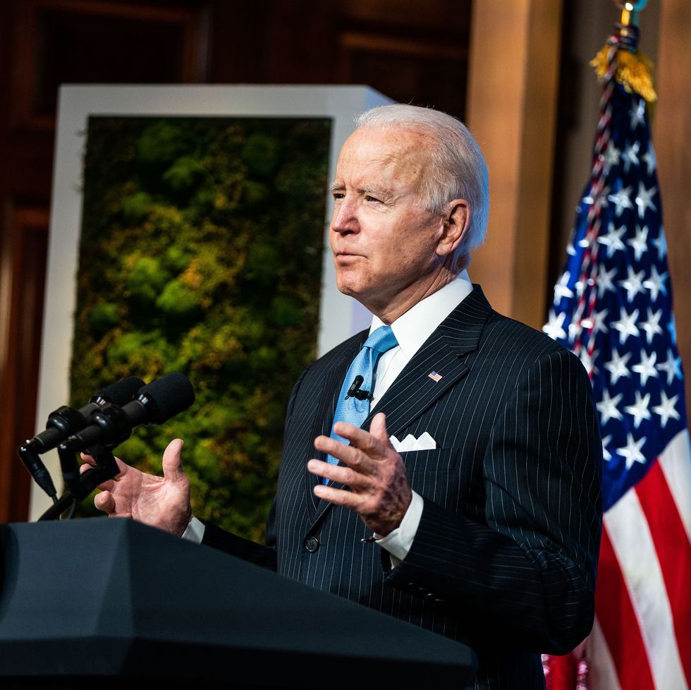 president joe biden delivers remarks during a virtual leaders summit on climate, in the east room of the white house in washington dc on april 23rd, 2021