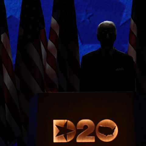 wilmington, delaware   august 20 democratic presidential nominee joe biden waits to deliver his acceptance speech on the fourth night of the democratic national convention from the chase center on august 20, 2020 in wilmington, delaware the convention, which was once expected to draw 50,000 people to milwaukee, wisconsin, is now taking place virtually due to the coronavirus pandemic photo by win mcnameegetty images
