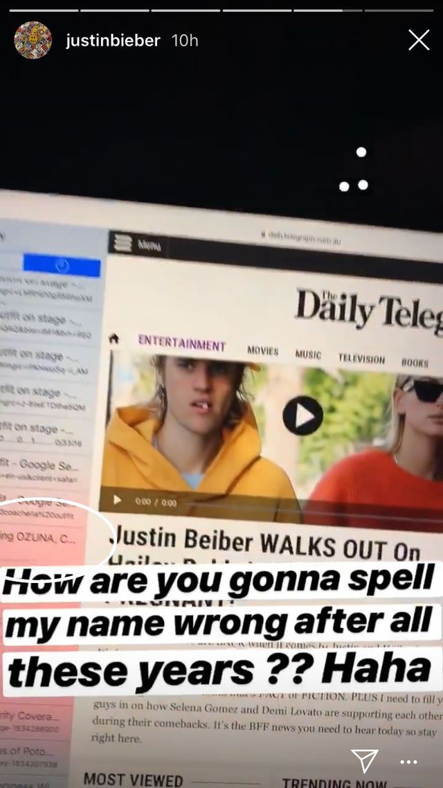 Justin Bieber Explains Why He Had Ex Selena Gomez in His Google Search  History