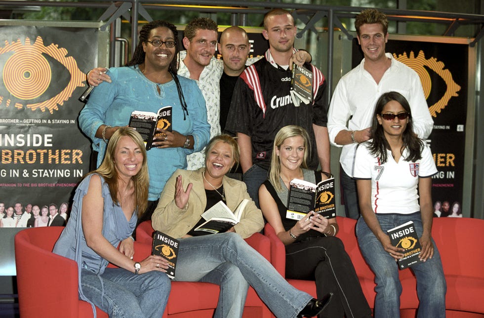 big brother 3 contestants back row alison hammond, jonny regan, pj ellis, spencer smith, timothy cullen front row lynne moncrief,  jade goody, kate lawler, sunita sharma photo by ferdaus shamimwireimage