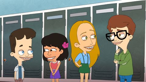 big mouth l to r nick kroll as nick birch, maya erskine as misha, anna konkle as izzy, and john mulaney as andrew glouberman in episode 4 of big mouth cr netflix © 2020