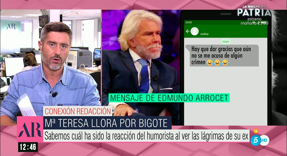 pepe del real cuenta la reacción de bigote arrocet a las lágrimas de maría teresa campos