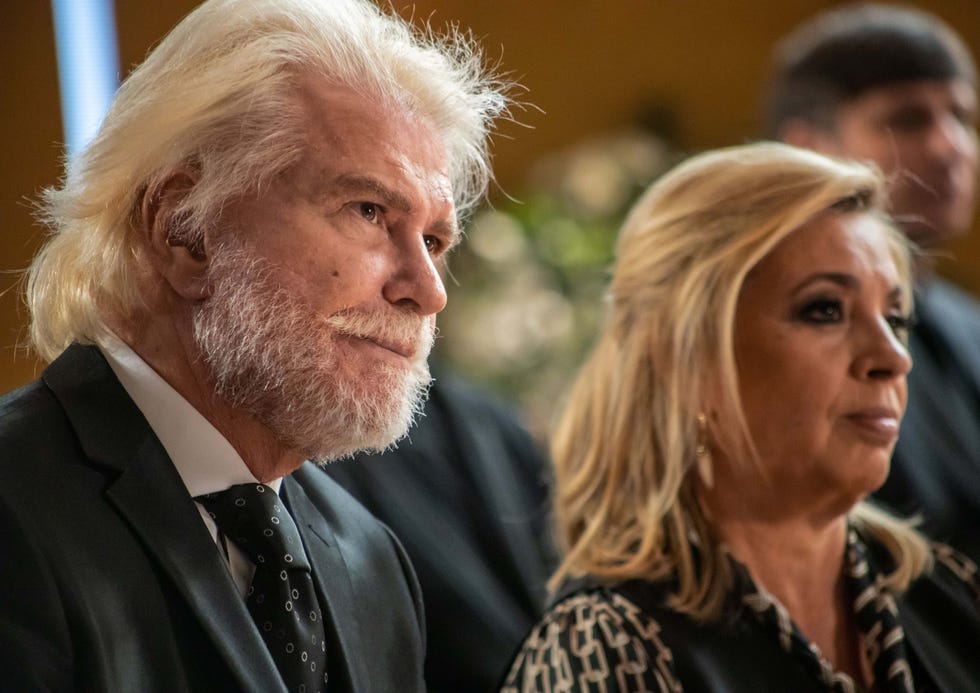 Bigote Arrocet y Carmen Borrego en el 'funeral' de María Teresa Campos