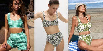 three women in stylish swimwear showcasing diverse designs