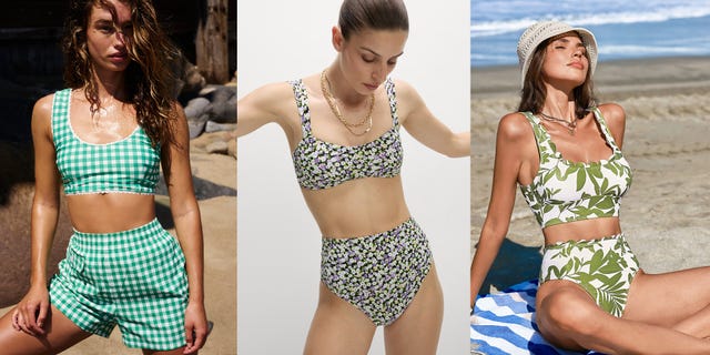 three women in stylish swimwear showcasing diverse designs
