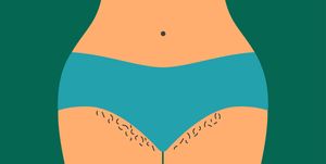 bikini line hair, bodypositive, feminism, hair removal, depilation, epilation vector illustration