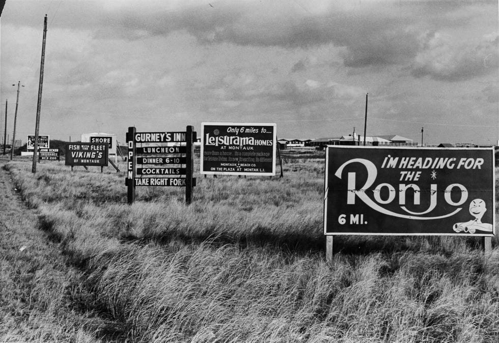 advertising signs along the road to montauk in 1964