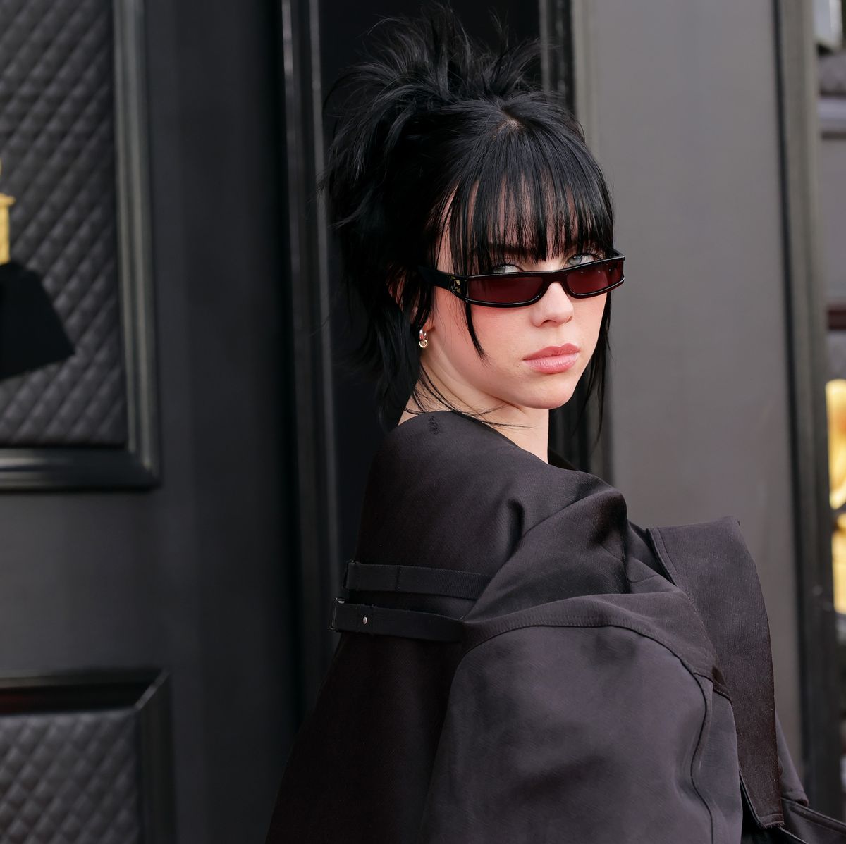 Billie Eilish Was Giving Batgirl In A Sculptural Black Dress On the Grammys  Red Carpet