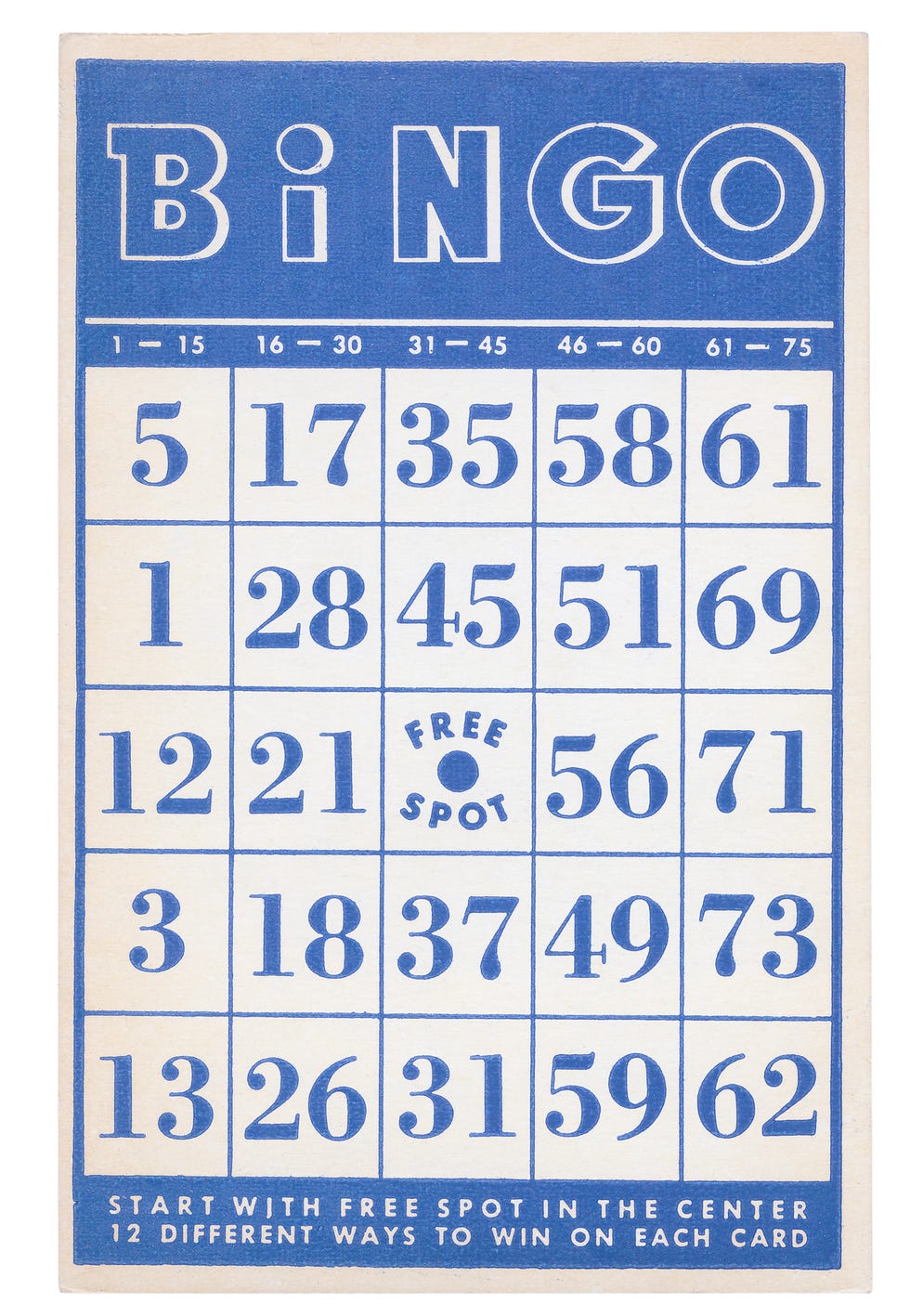 bingo card