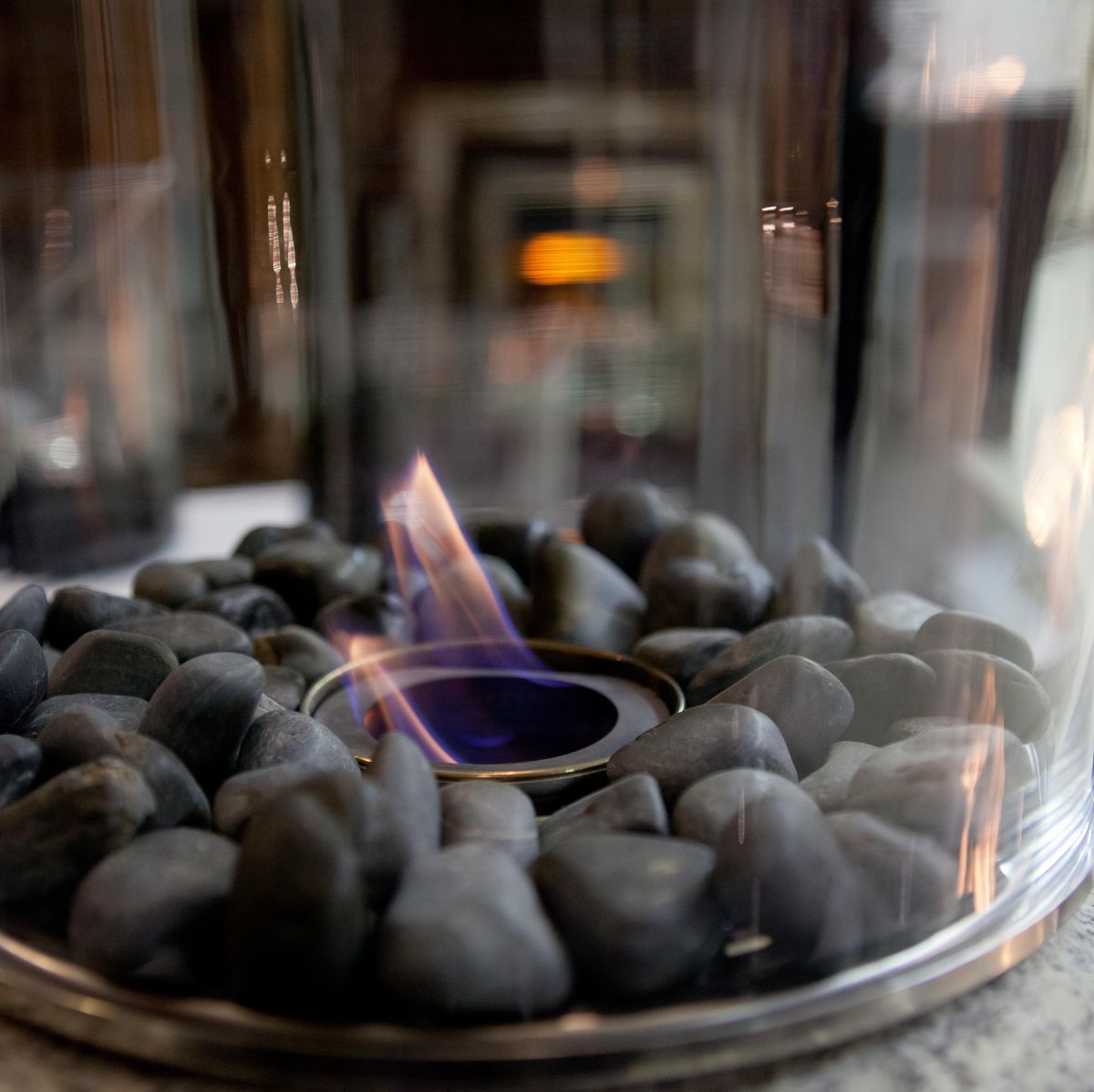 Minimalistic Biofue Fireplace, Indoor & Outdoor Fire Pit, Glass