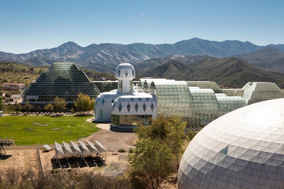 De Biosphere 2 in Oracle Arizona bevat een miniatuurversie van een tropisch regenwoud waarin bomen bij een temperatuur van zon 375 graden  veel hoger dan waaraan ze gewend zijn  toch prima gedijen