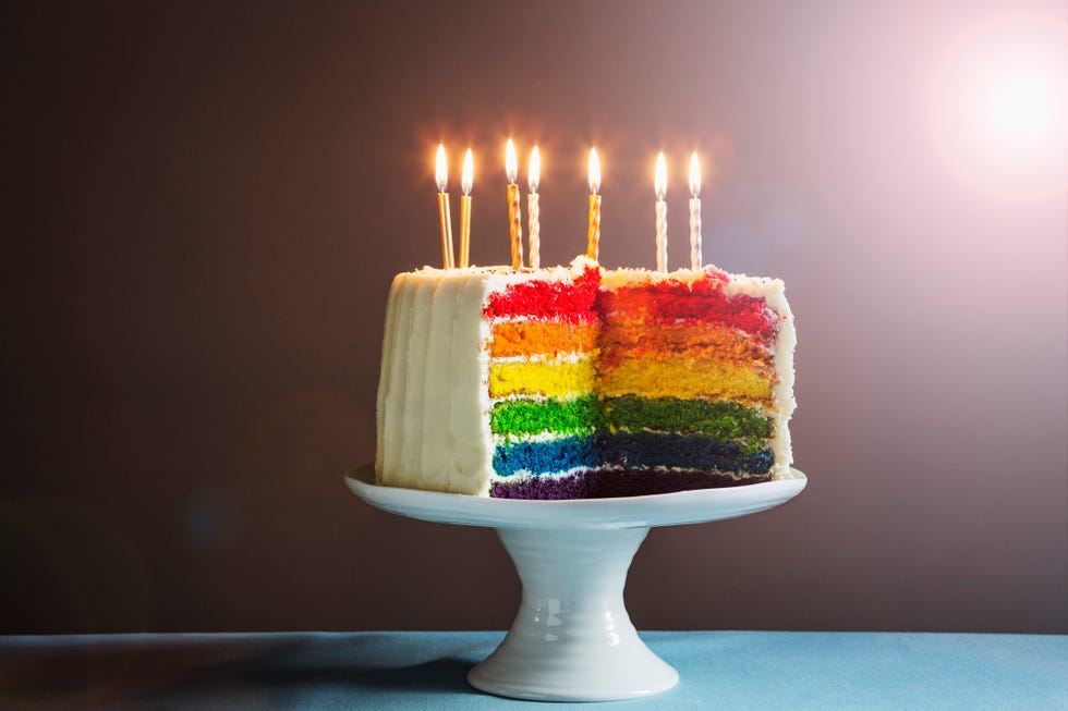 birthday in quarantine - Birthday cake cut, with candles.