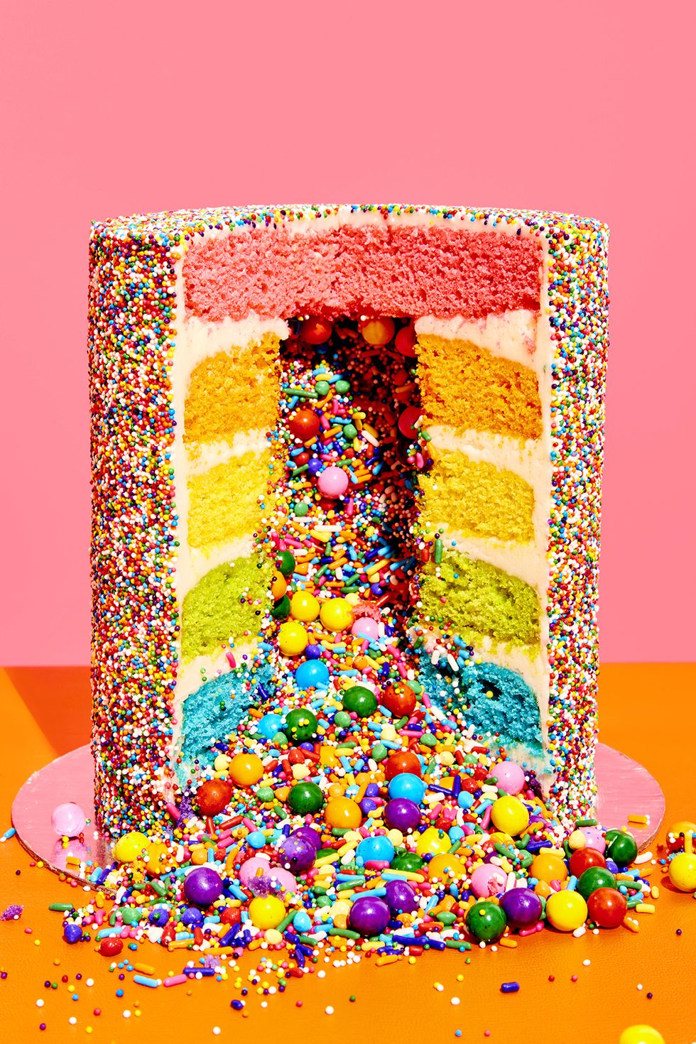pride crafts rainbow explosion cake