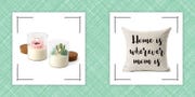 terrarium candles and mom pillow