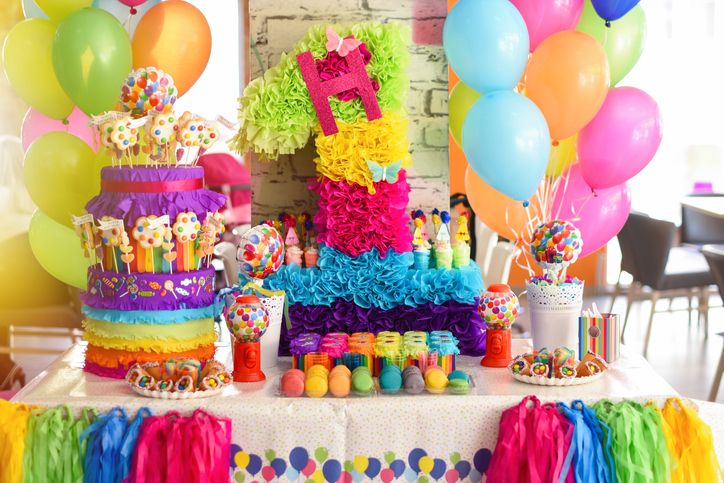 Large Number 1 Rainbow Pastel Pinata for Girl's Birthday Party