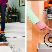 Vacuum cleaner, Home appliance, Floor, Carpet sweeper, Room, Flooring, Household cleaning supply, Wood, Machine, Concrete grinder, 