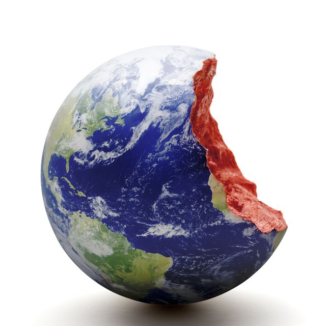 bitten earth world globe exploitation environment concept