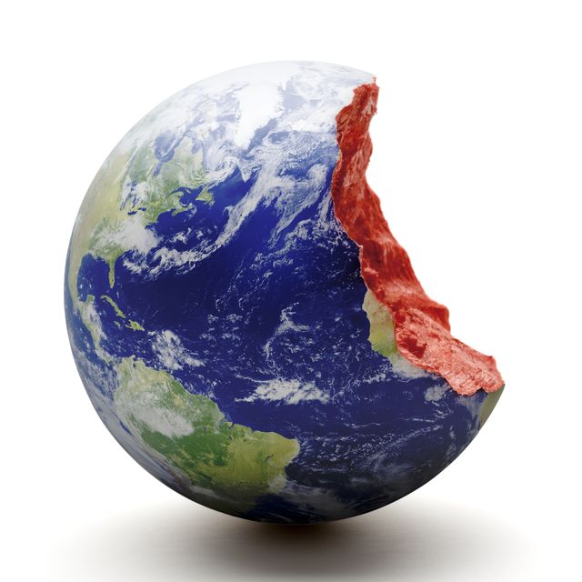 bitten earth world globe exploitation environment concept