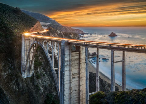 bixby bridge at sunset big sur, ca