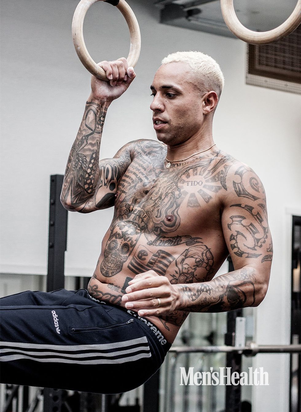 Muscle, Arm, Shoulder, Bodybuilding, Physical fitness, Crossfit, Tattoo, Barechested, Human body, Room, 