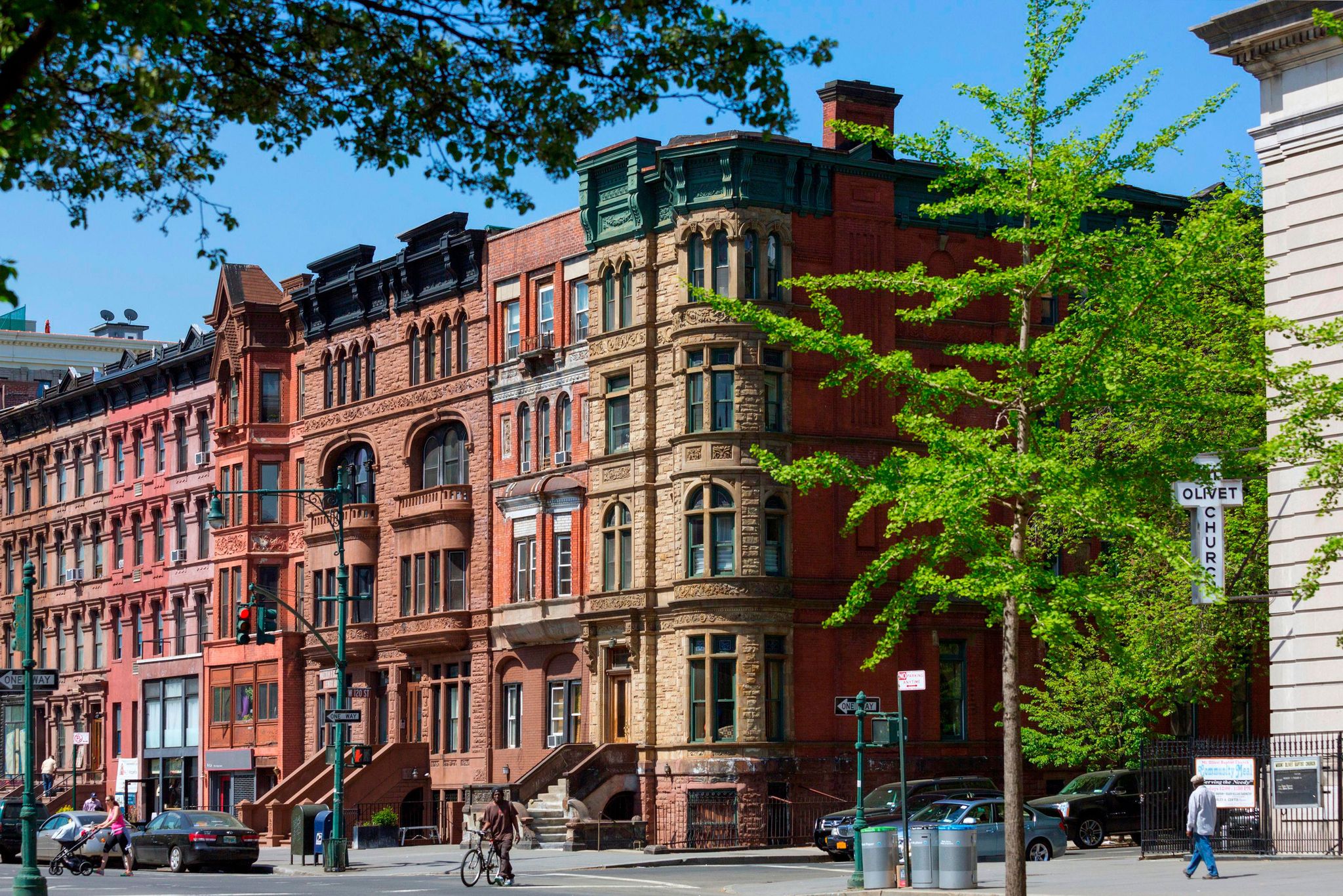 classic brownstones on malcolm x boulevard in harlem﻿