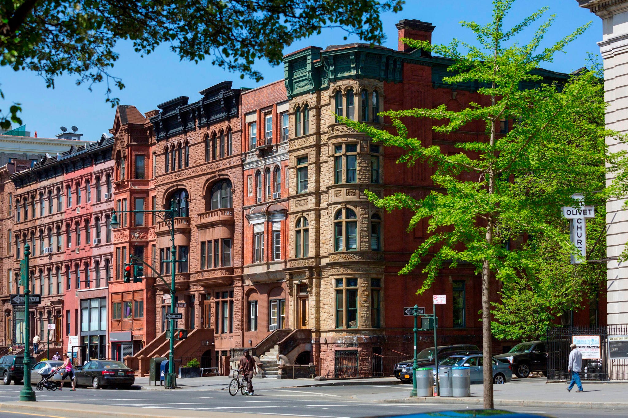 classic brownstones on malcolm x boulevard in harlem﻿