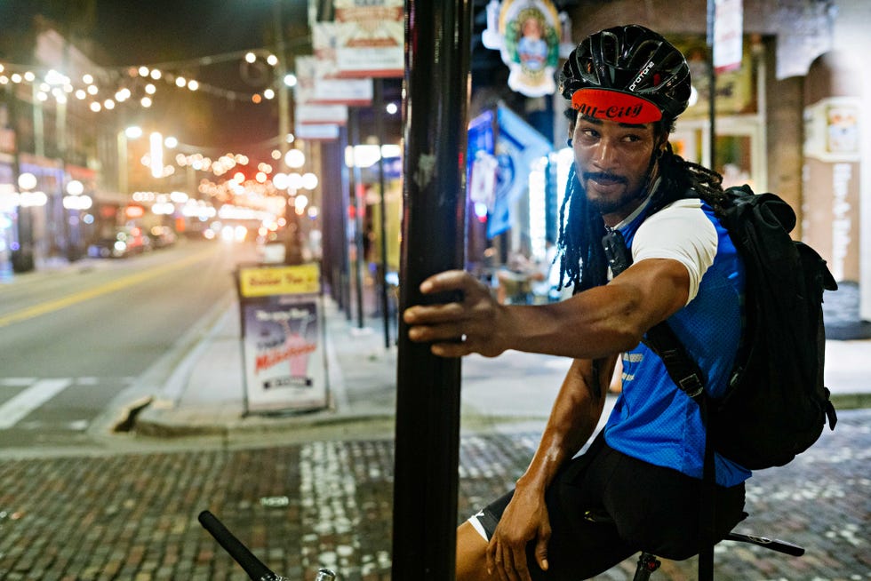 leo rodgers on his bike in downtown tampa, florida