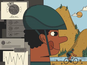 Illustration depicting a cyclist enjoying an outdoor ride with a scenic backdrop