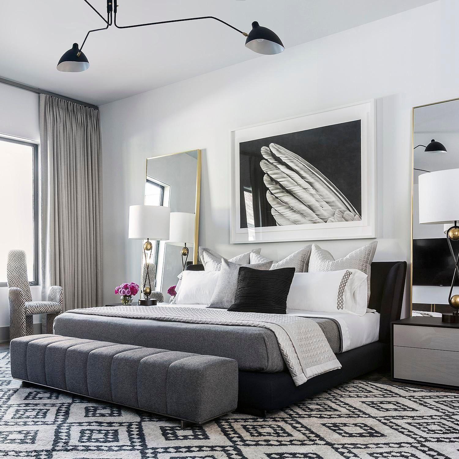 white bedrooms with dark furniture