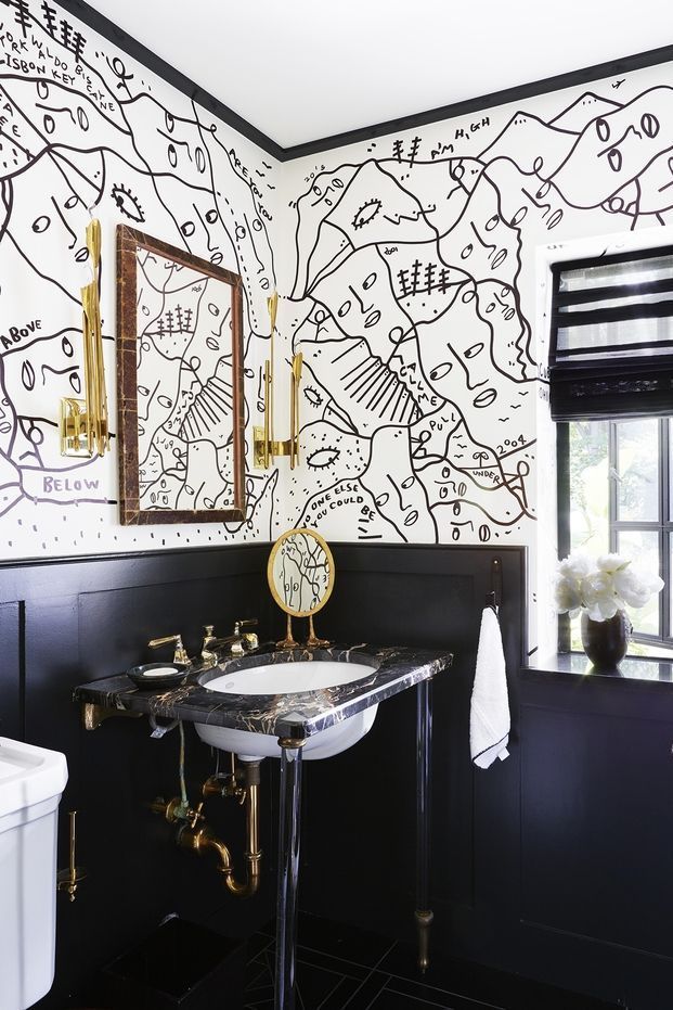 elegant wall accent black and white paint color