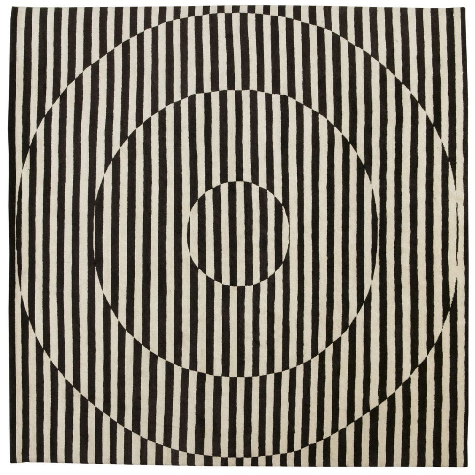 Modern Black & White Geometric Optical Illusion Rug by badbugs_art