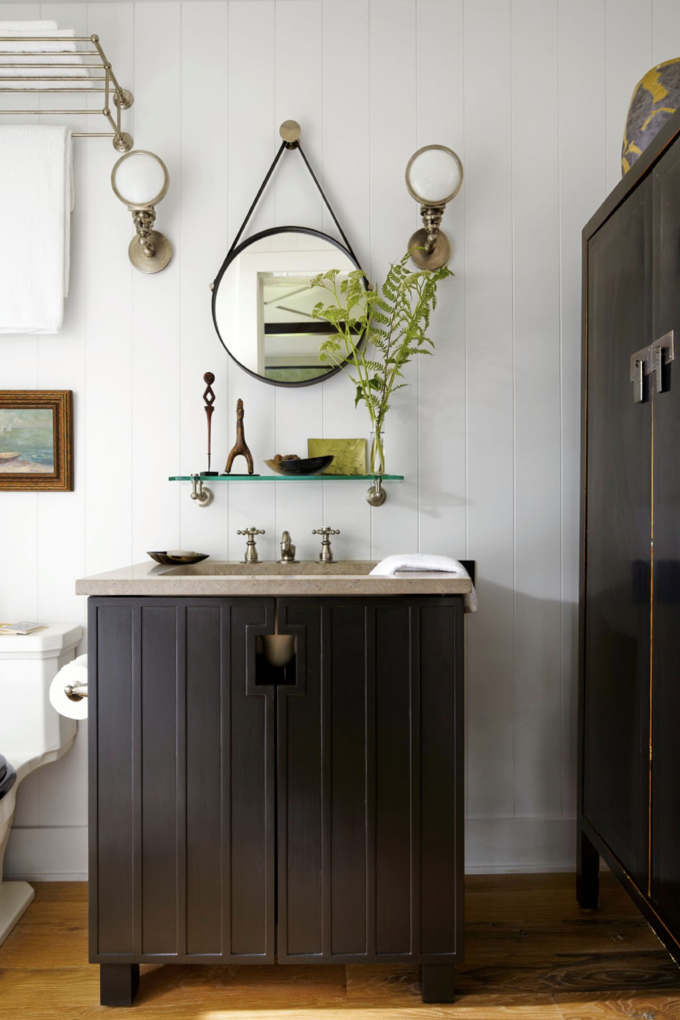 Industrial Bathroom Inspiration: Black, White + Brass - Kelly in