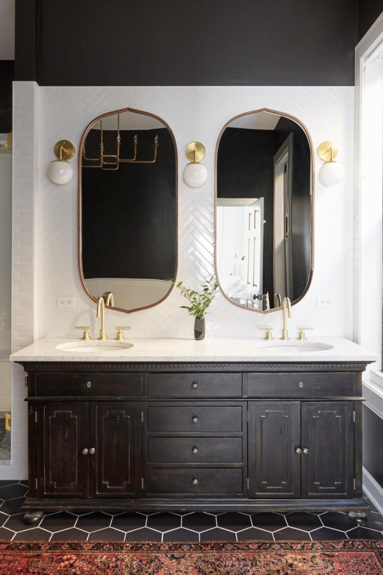 Industrial Bathroom Inspiration: Black, White + Brass - Kelly in the City