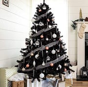 Hearth, Christmas decoration, Christmas tree, Fireplace, Christmas, Christmas stocking, Room, Tree, Home, Living room, best choice products artificial black christmas tree