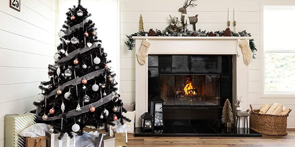 Hearth, Christmas decoration, Christmas tree, Fireplace, Christmas, Christmas stocking, Room, Tree, Home, Living room, 