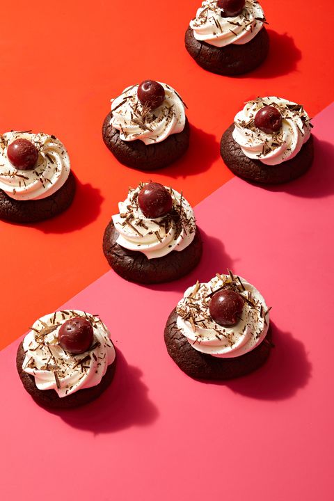 black forest cookies with cherry on top