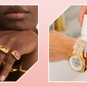 woman wearing gem rings, jewelry cleaner