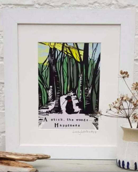 Black and green country dog ​​print